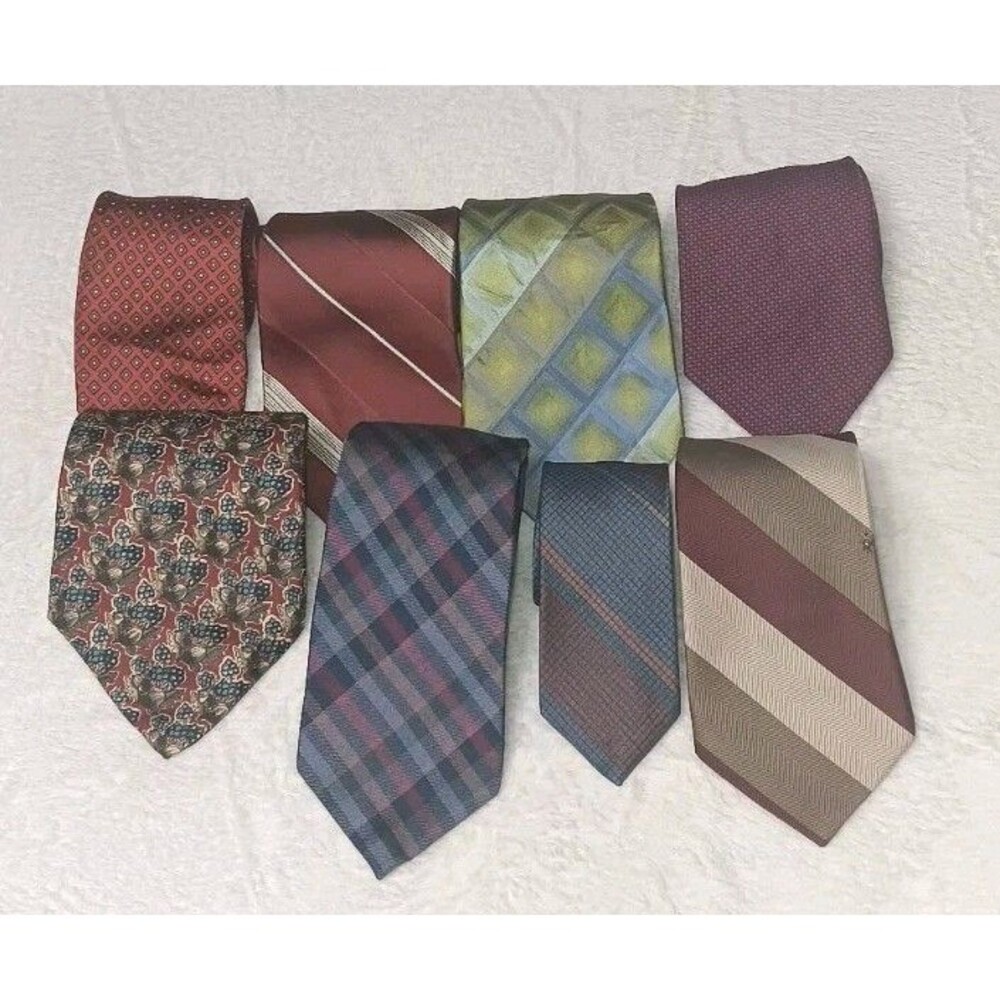Lot of 8 Men's Neck Ties DKNY Benchmark Van Heusen 1888 Shop Bundle Corpcore